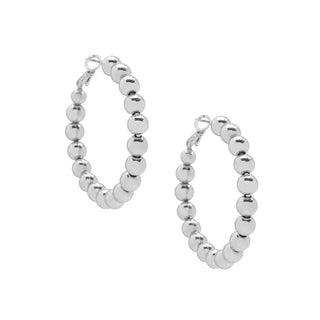 Medium Metal Beaded Hoop Earring