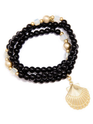 Zenzii Beaded Stretch Wrap Bracelet With Seashell Charm