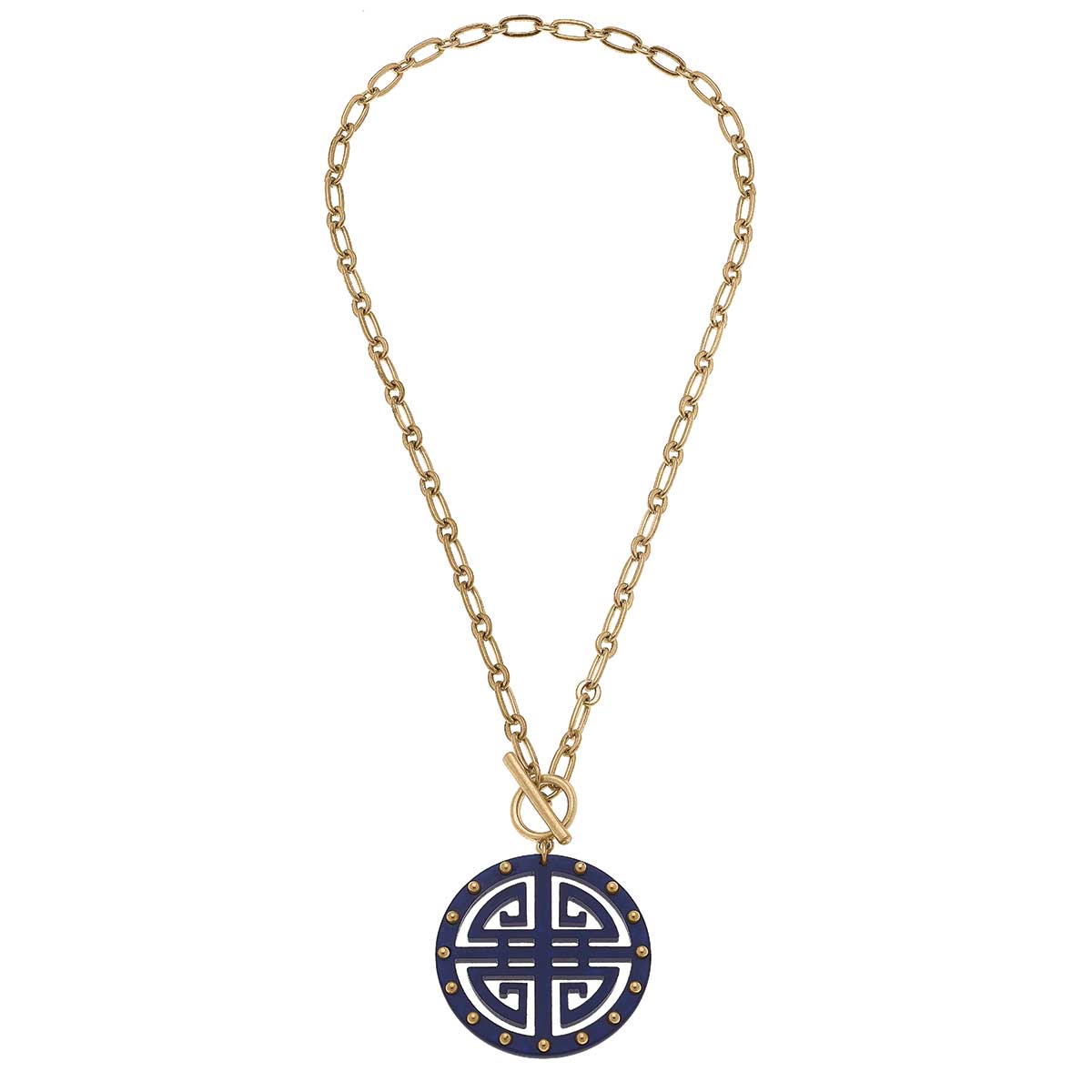 Tara Greek Keys Resin Pendant Necklace