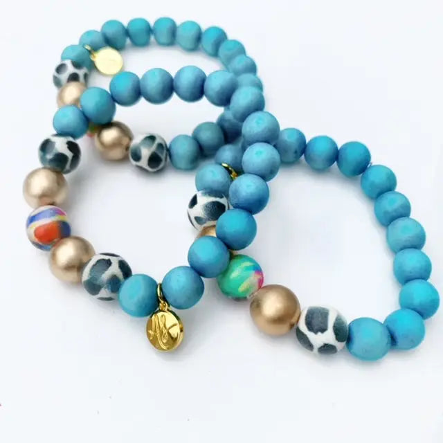 Teal Abstract Stacking Bracelet
