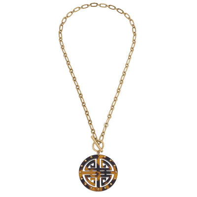 Tara Greek Keys Resin Pendant Necklace