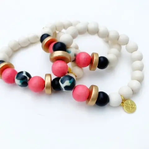 Gold Disk Colorful Stacking Bracelet