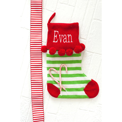 Pom-Pom Knit Christmas Stocking