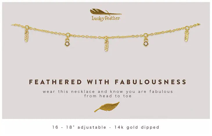 Lucky Feather Dainty Dangle Necklace