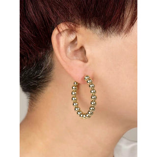 Medium Metal Beaded Hoop Earring