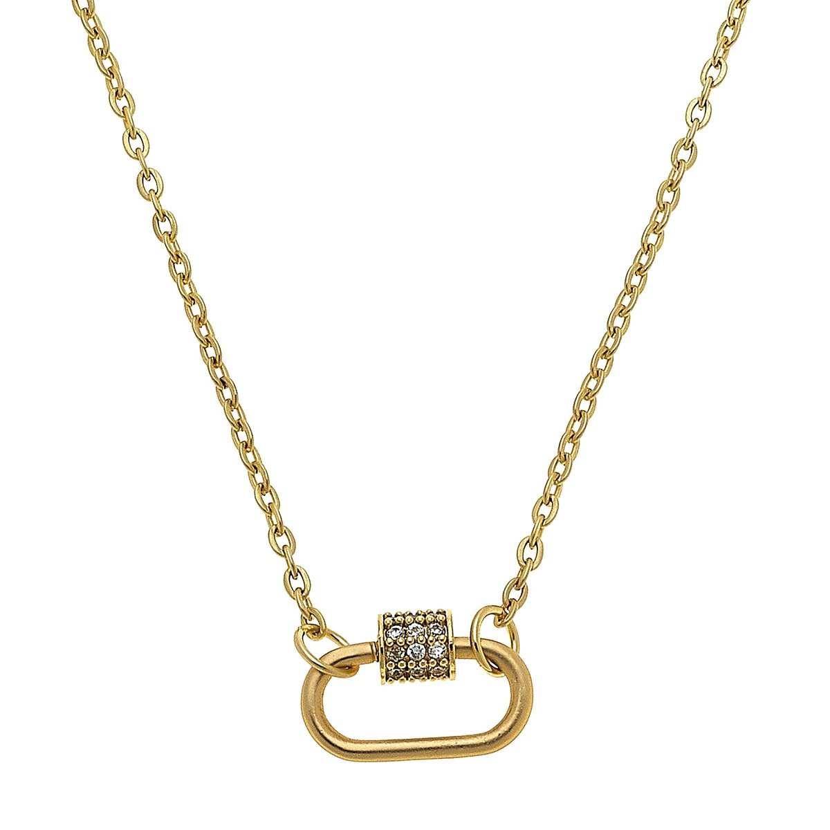 Leela Mini Oval Screw Lock Necklace in Matte Gold