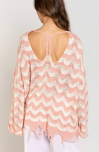 Pol Oversized Waves of Pink Sweater