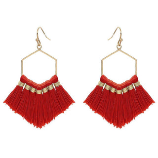 Fringe Tassel Hexagon Earrings