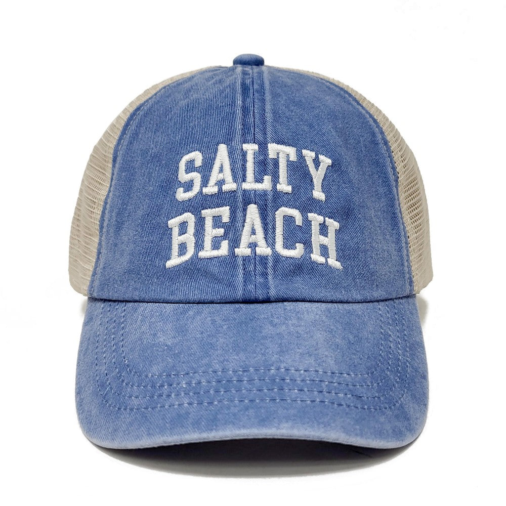 Embroidered Salty Beach Baseball Cap