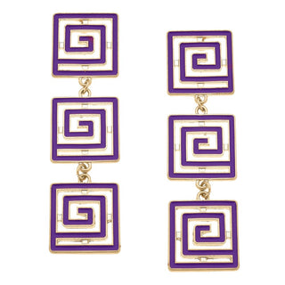 Camille Linked Greek Keys Drop Earrings