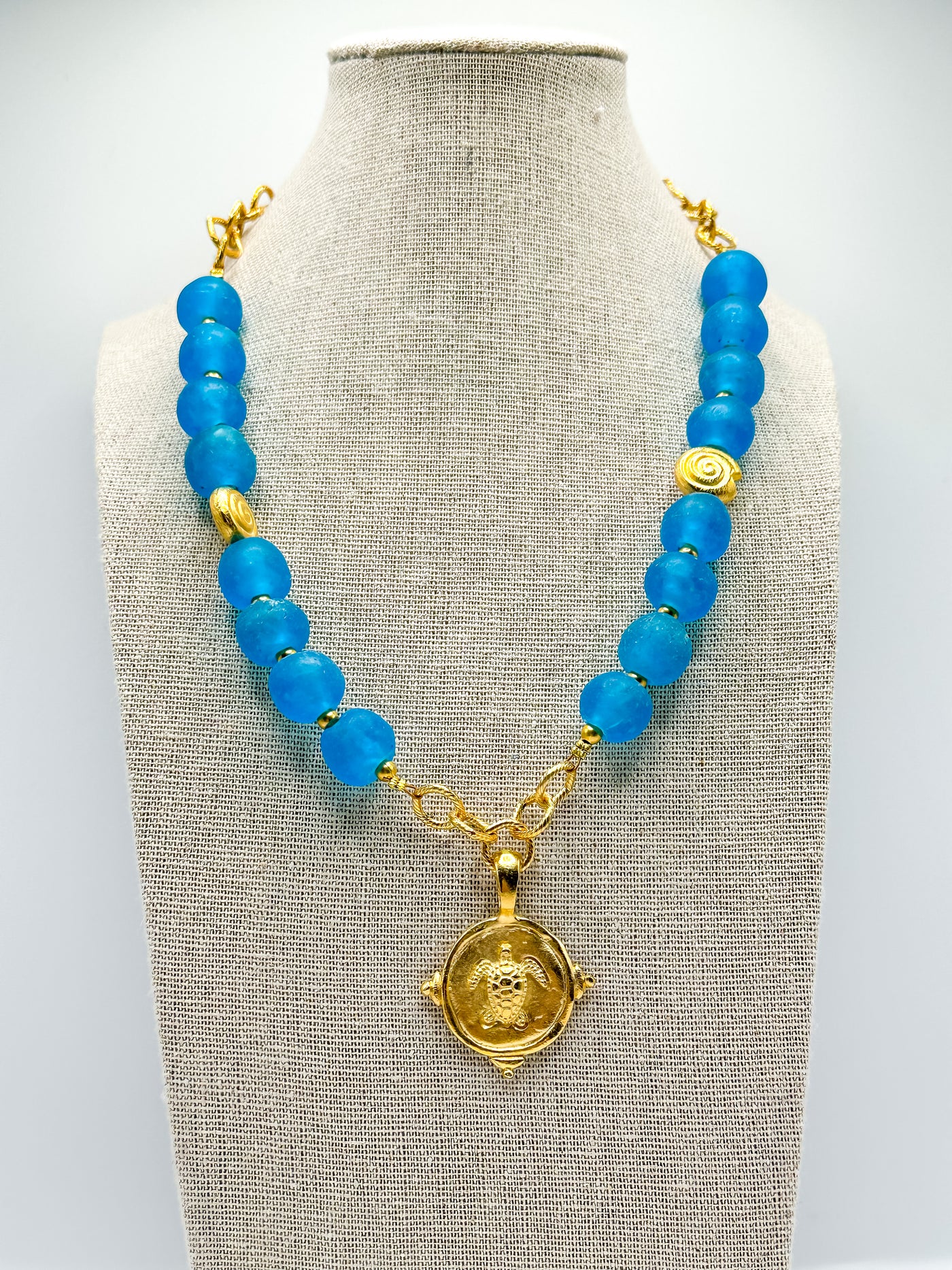 Handcast Gold Turtle Glass Necklace