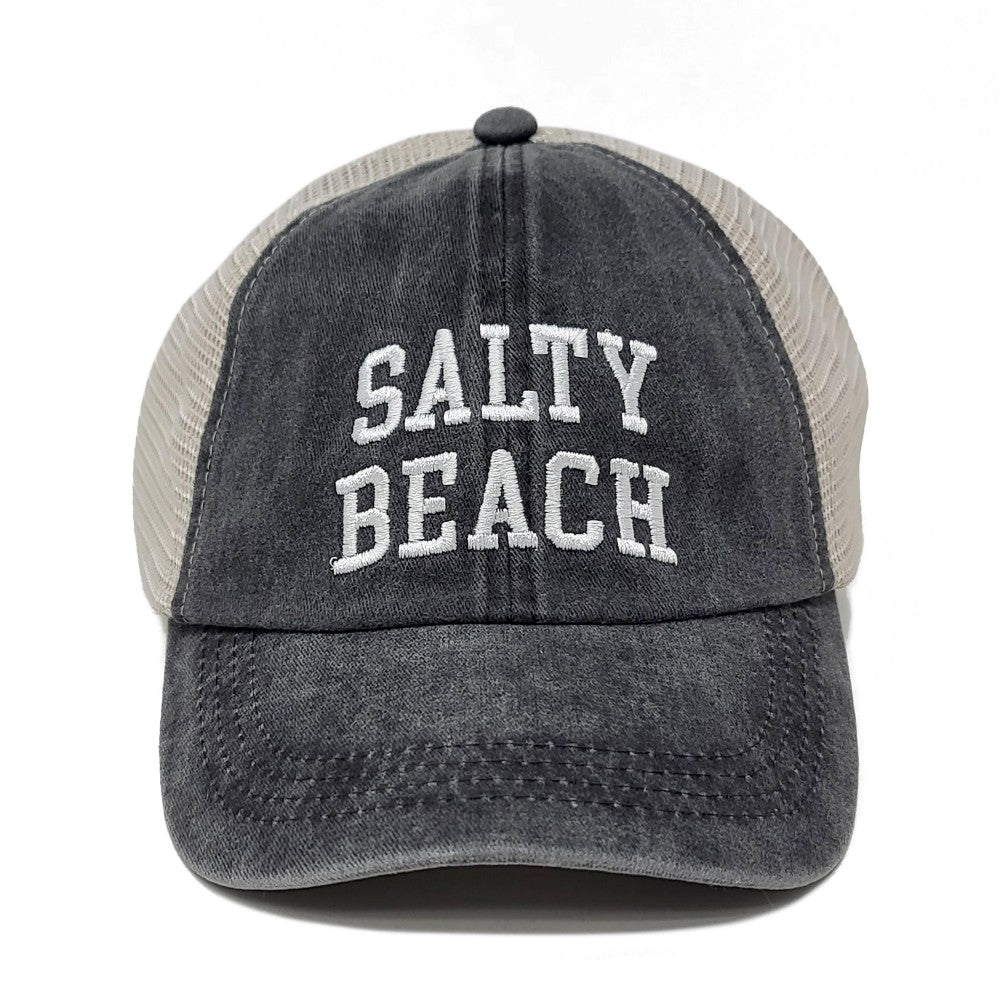 Embroidered Salty Beach Baseball Cap