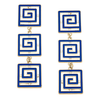 Camille Linked Greek Keys Drop Earrings