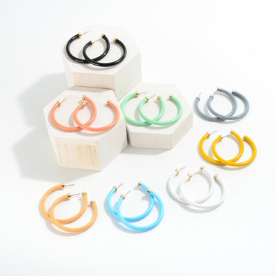 Powder Coated Hoop Earrings With Gold Accents