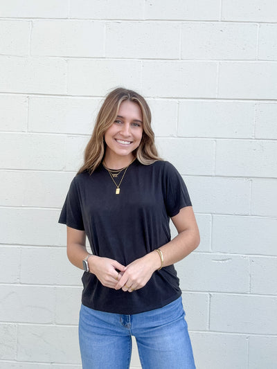 Boyfriend Fit Scoop Neck T-Shirt