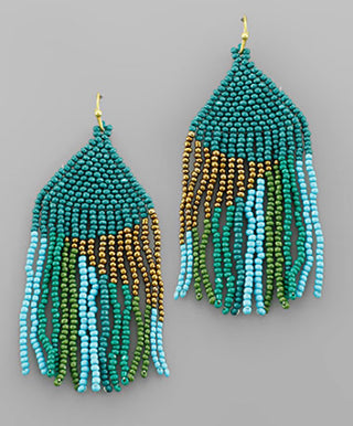 Beads Tassel Triangle Earrings