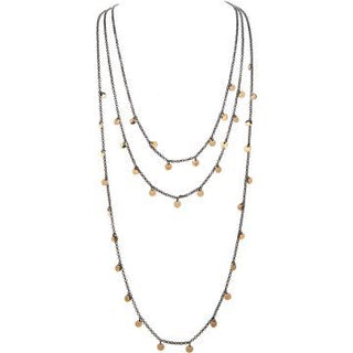 Black Gold Layered Drops Necklace
