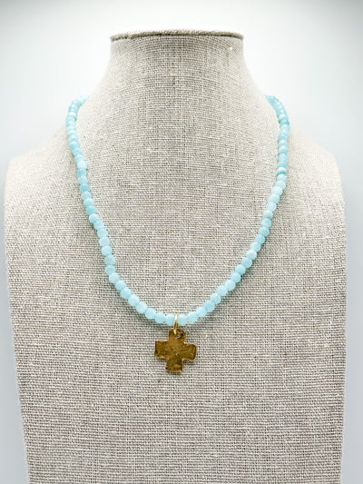 Dainty Beaded Cross Necklace