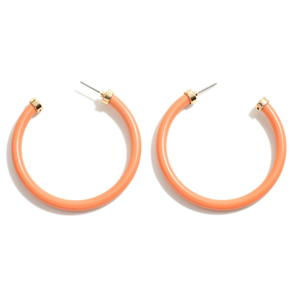 Powder Coated Hoop Earrings With Gold Accents