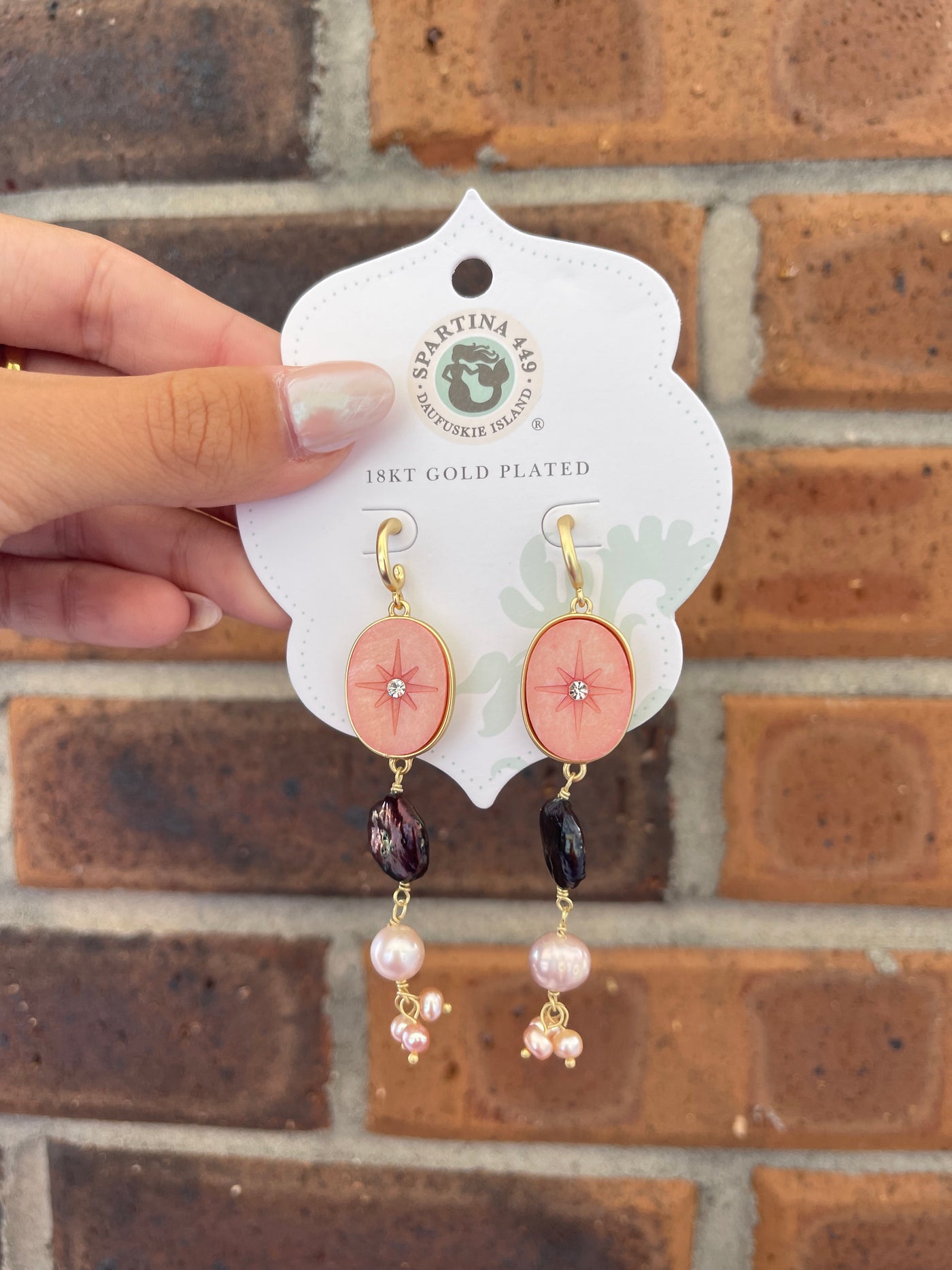 Linden Dangle Earrings Pink Mother-of-Pearl