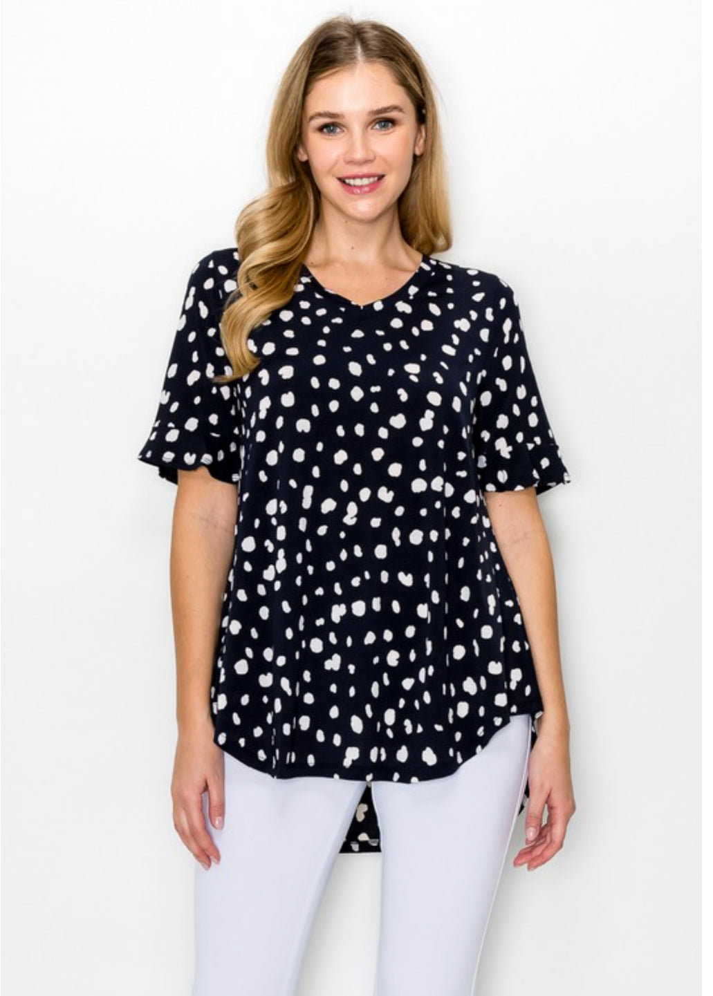 Ruffled Navy Leopard Top