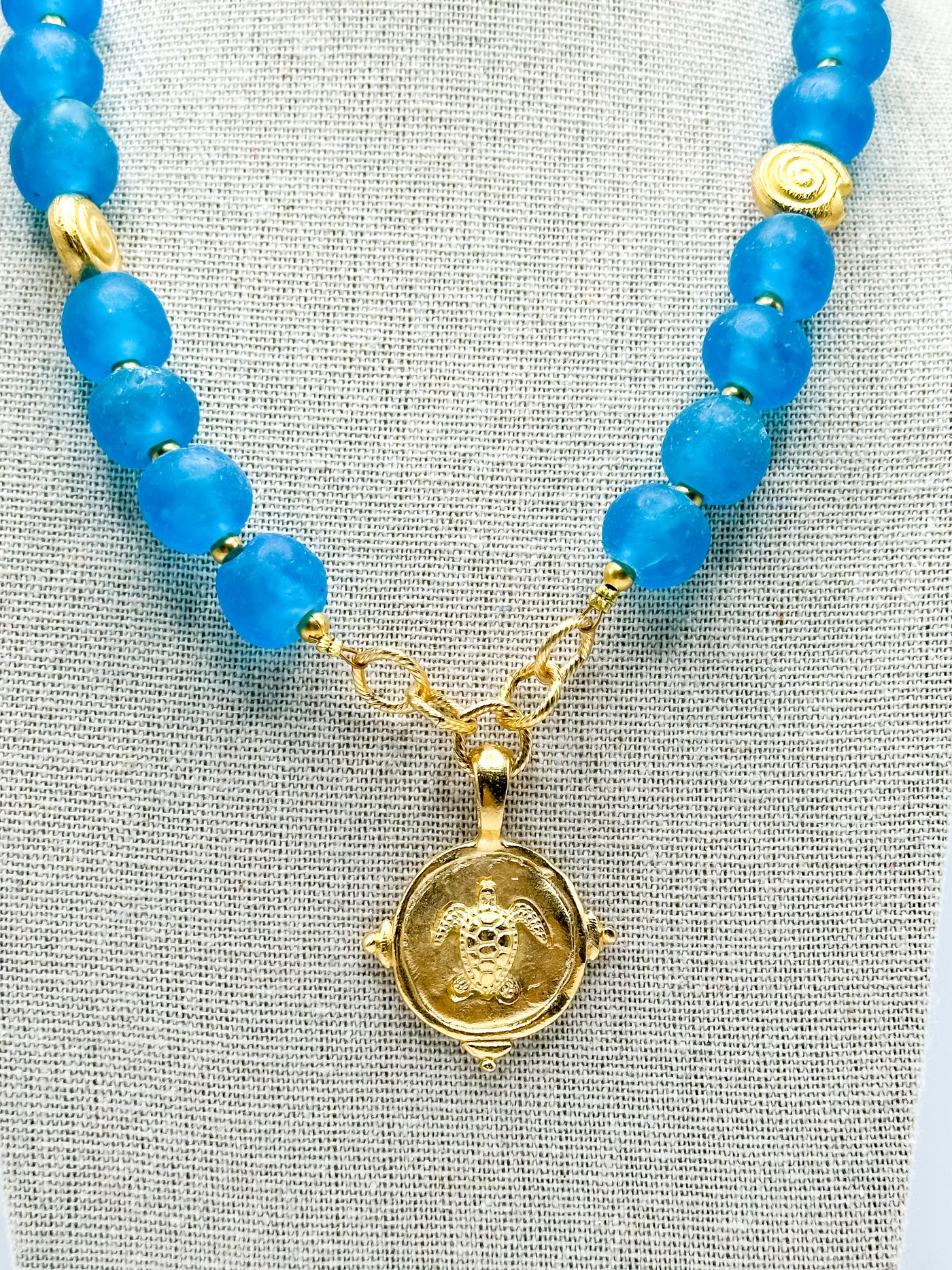 Handcast Gold Turtle Glass Necklace
