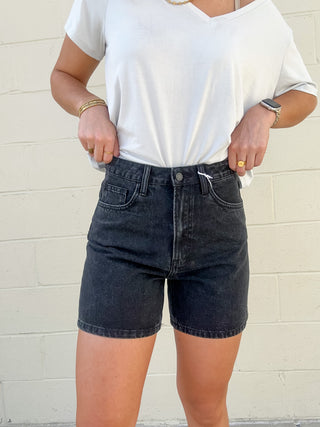 High Rise Black Baggy "Mom Short"