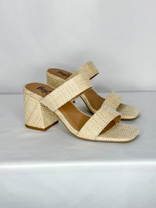 Hey Girl Shiny Raffia Woven Heel