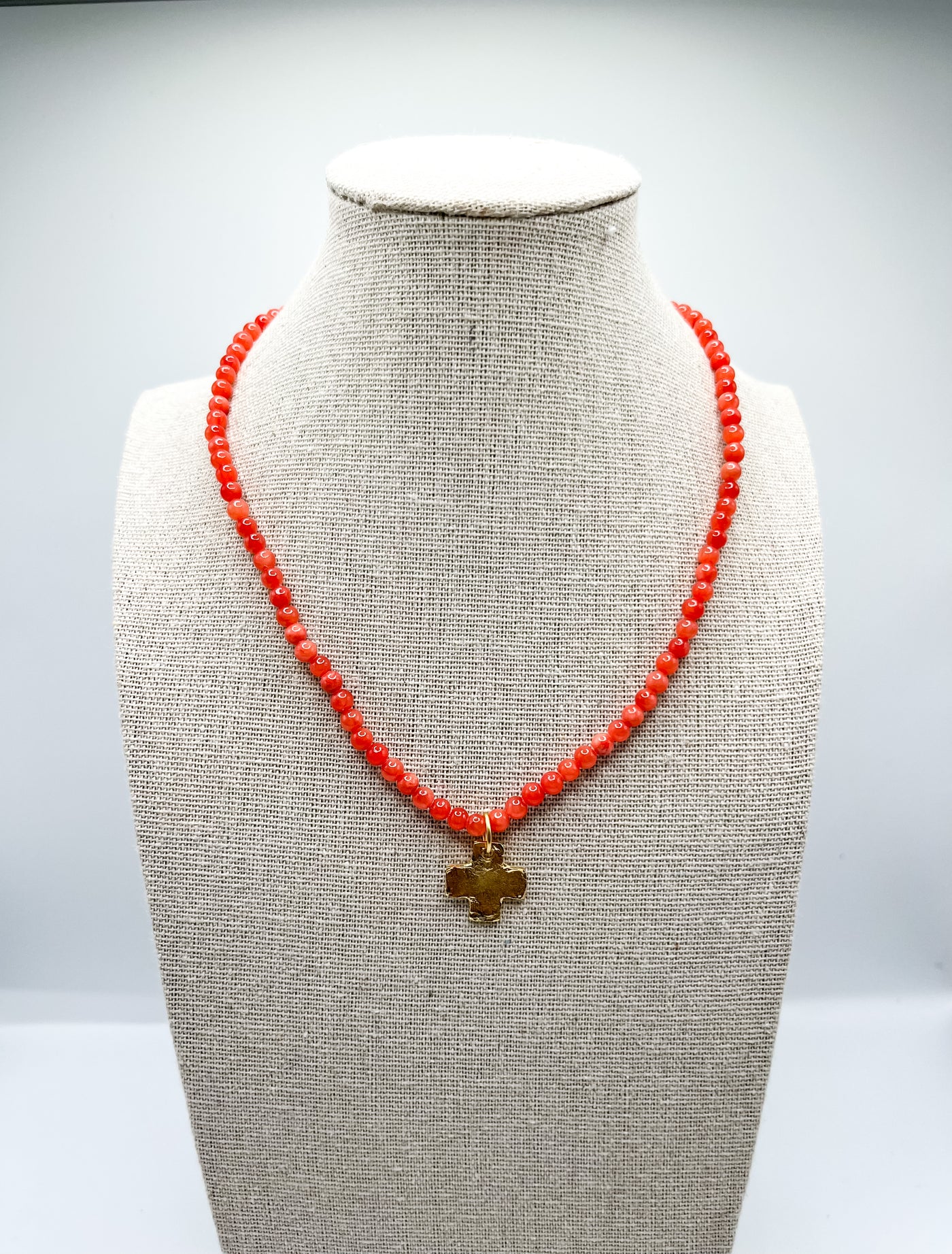 Dainty Beaded Cross Necklace