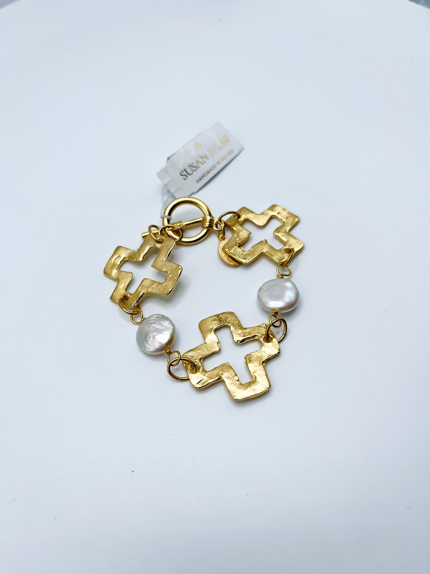 Linked Cross Toggle Bracelet