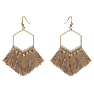 Fringe Tassel Hexagon Earrings