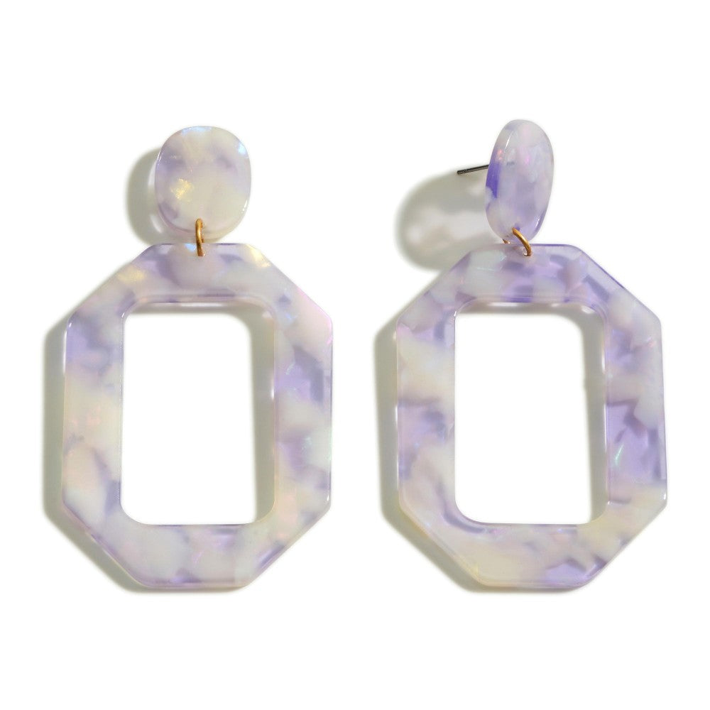 Lavender Statement Octagonal Acetate Drop Earrings