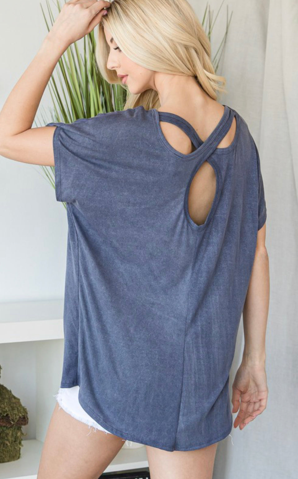 Open Back Short Sleeve Shirt