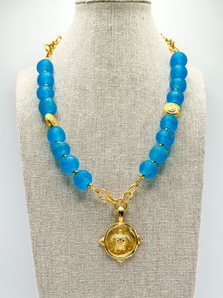 Handcast Gold Turtle Glass Necklace