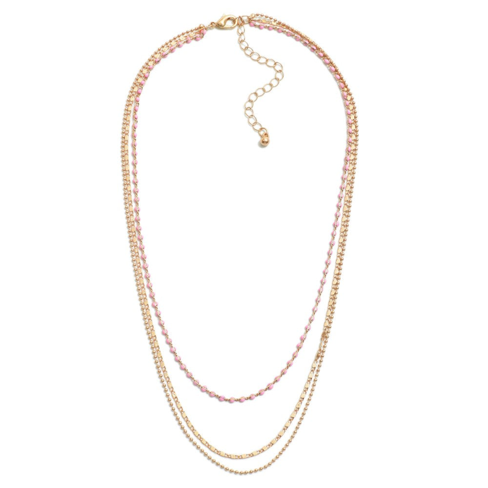 Layered Metal Tone Chain Link Necklace
