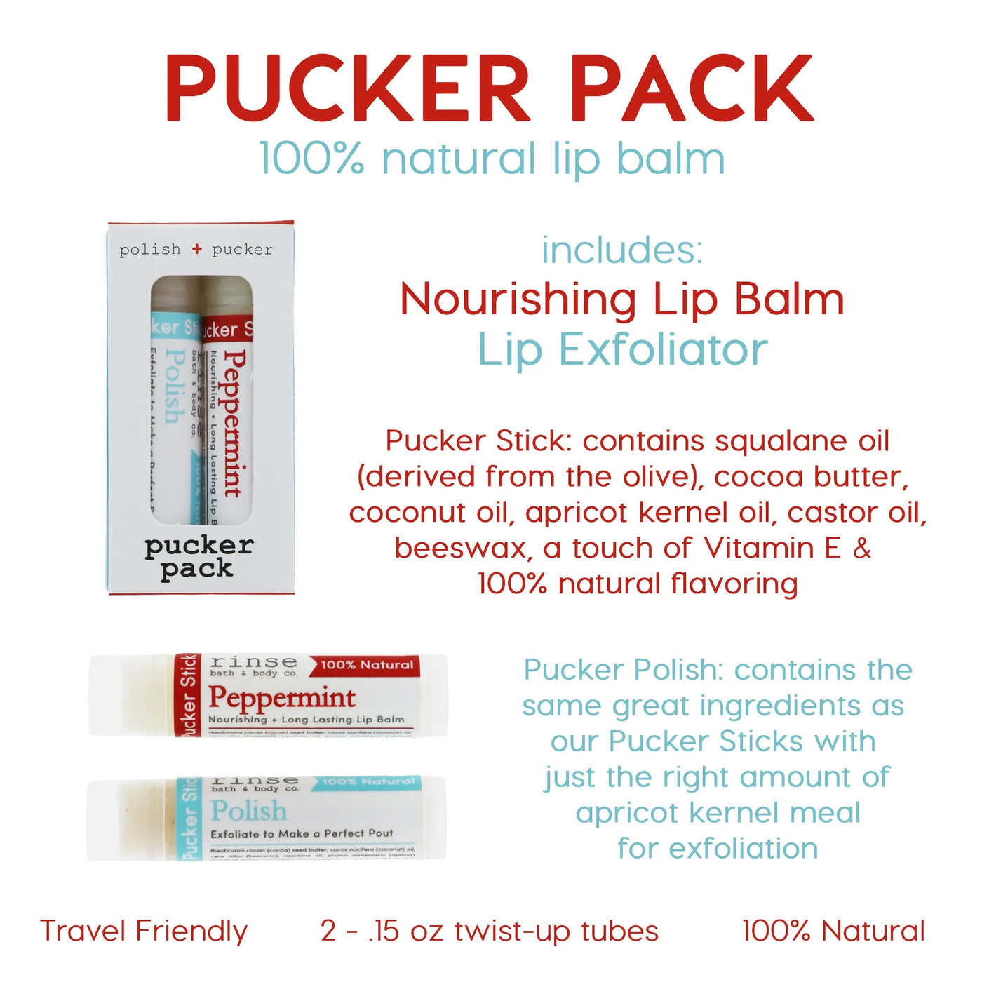 Pucker Pack (lip exfoliator + lip balm)