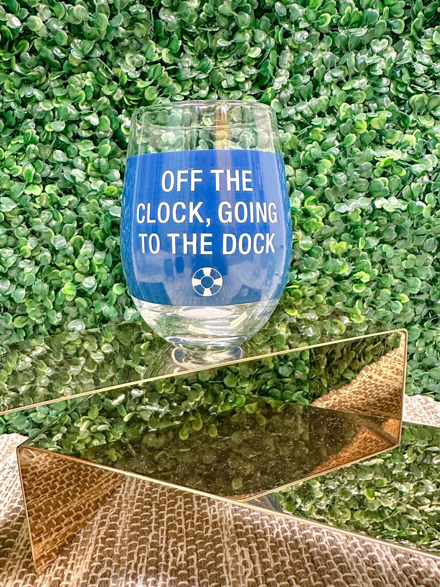 Going To The Dock Wine Glass