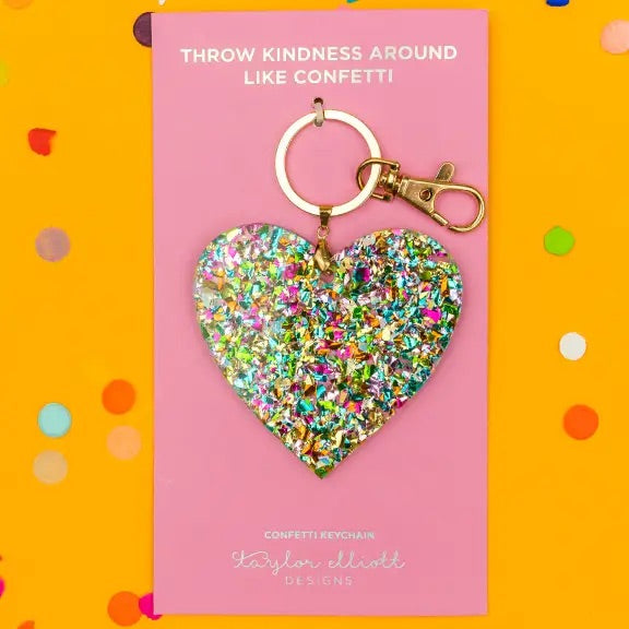Confetti Acrylic Heart Keychain