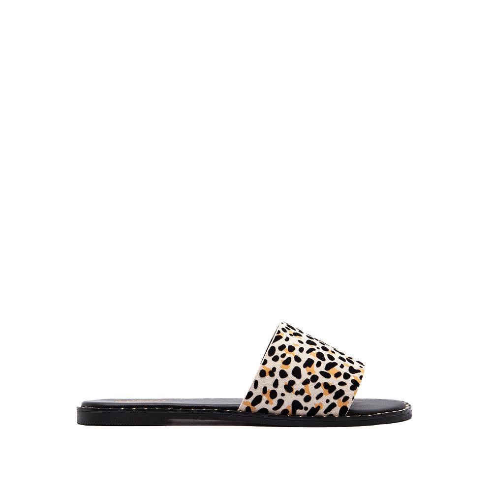 Nude Black Leopard Suede Sandals