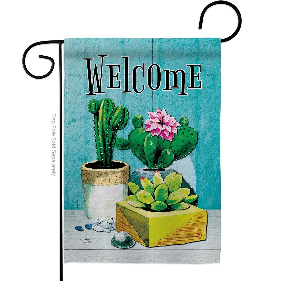 Succulent Welcome Country Living Southwest Floral Decor Flag