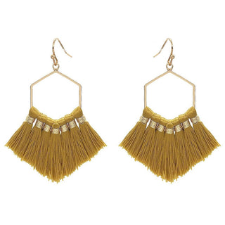 Fringe Tassel Hexagon Earrings