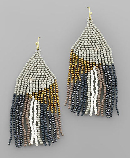 Beads Tassel Triangle Earrings