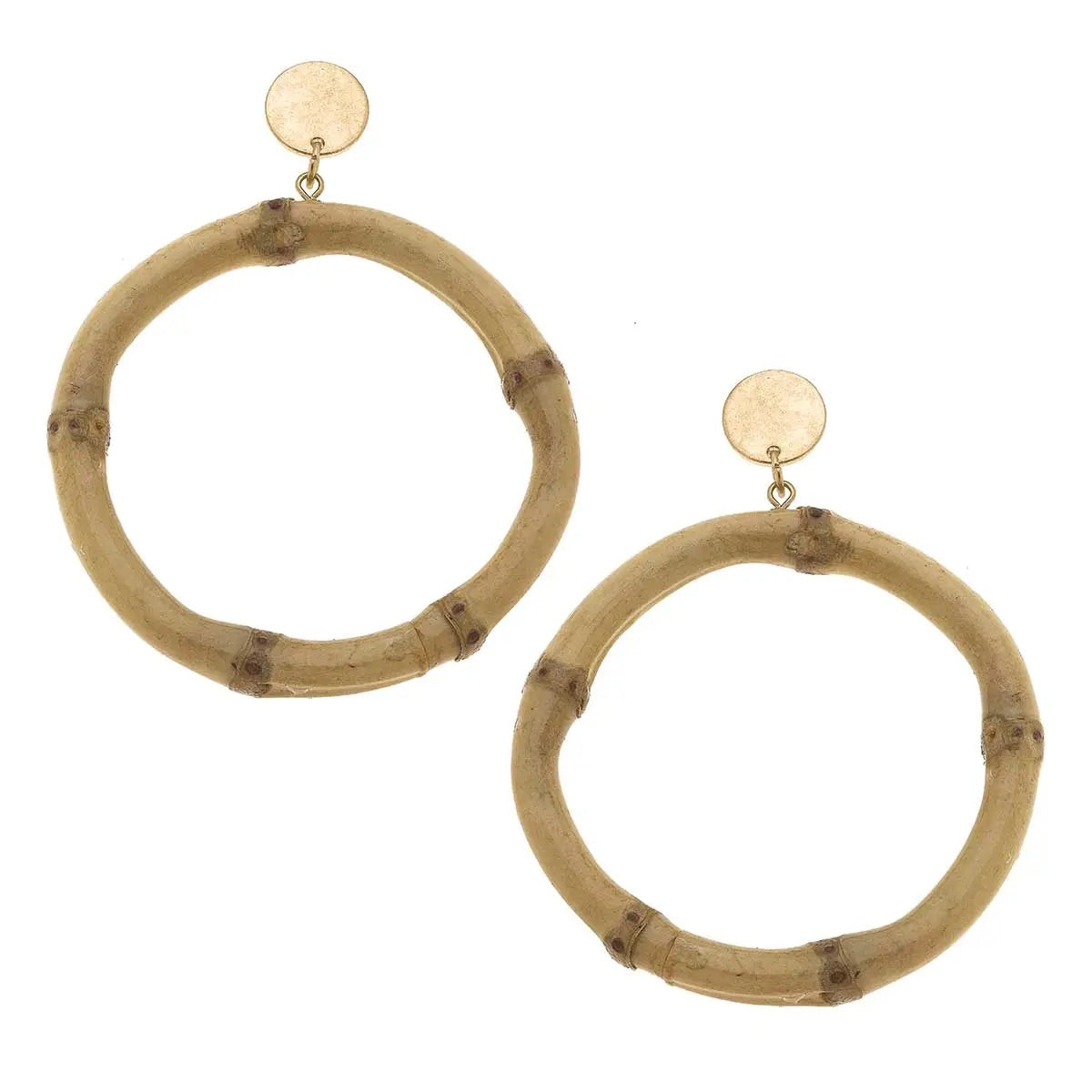 Felicity Bamboo Drop Hoop Earrings in Natural