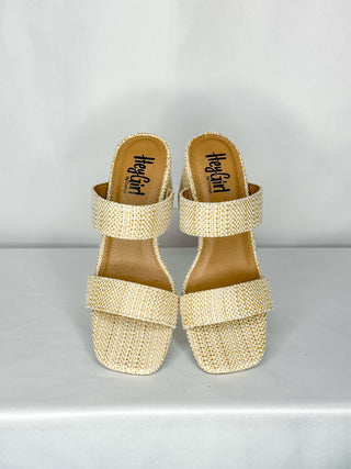 Hey Girl Shiny Raffia Woven Heel