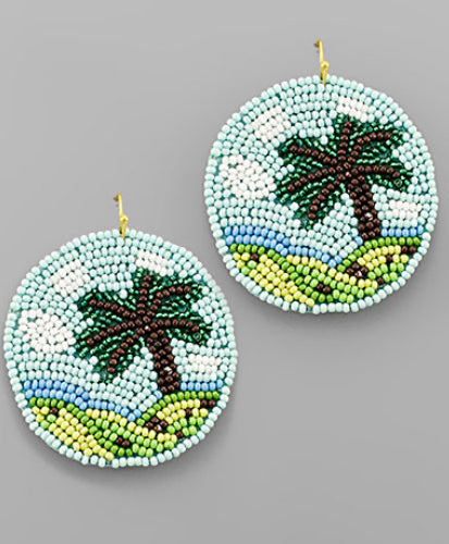 Palm Tree Beads Disk Earrings