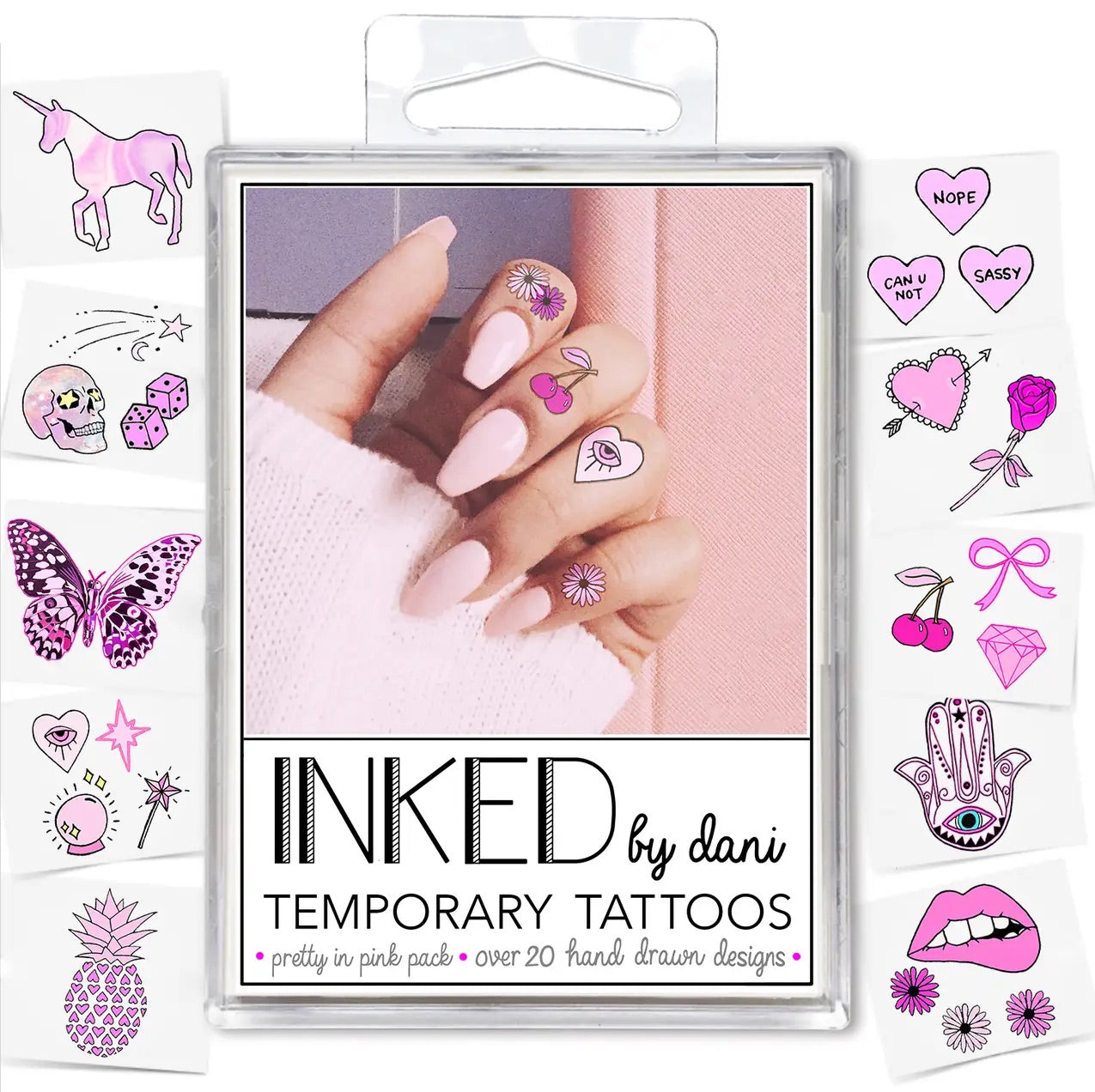 Pretty in Pink Temporary Tattoo Pack