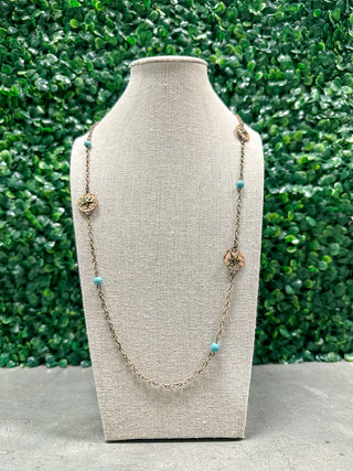 Vintage Gold Turquoise Starfish Layering Necklace