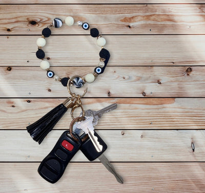 Evil Eye Beaded Round Keychain