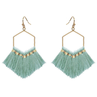 Fringe Tassel Hexagon Earrings