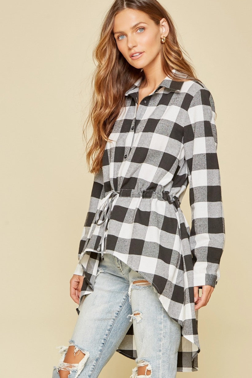 High-Low Cotton Plaid Tunic